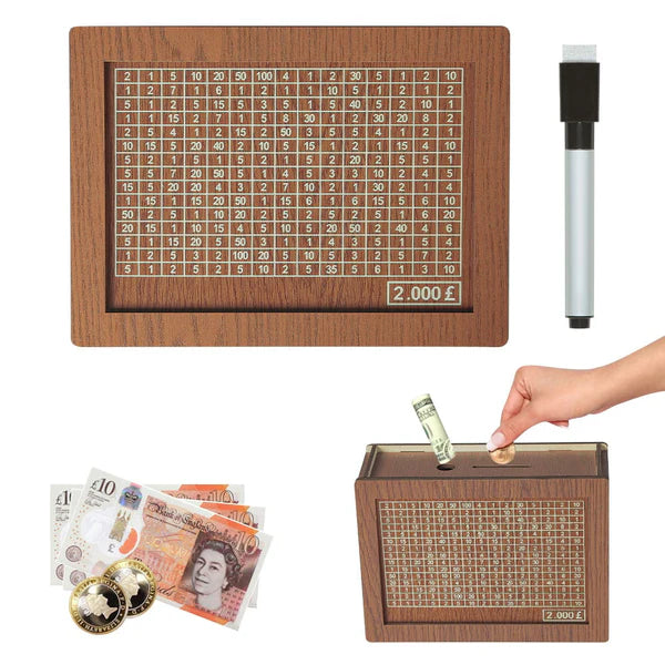 Edle Sparbox aus Holz mit Sparziel ✨ Motivations-Spardose für Groß & Klein 💰