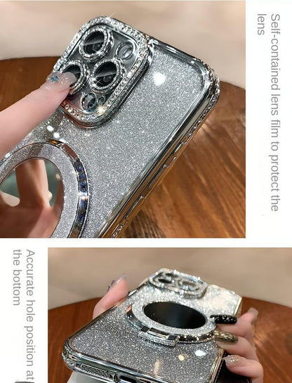 📲✨Gradient Glitter Halter Make-up-Spiegel Schutzhülle