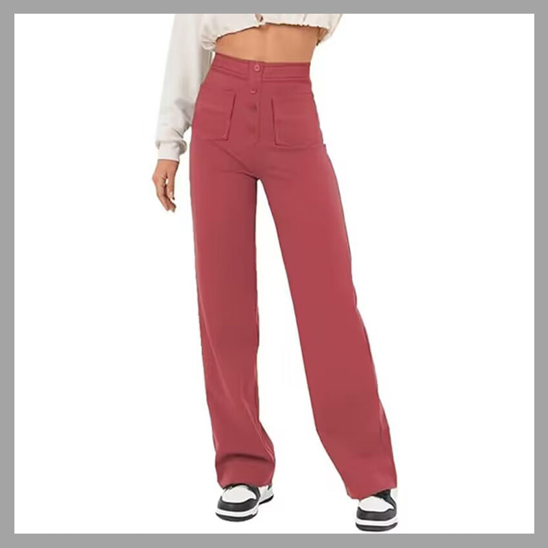 ⏳Hochelastische Multi-Pocket-Hose/Einfarbig lässige gerade Multi-Pocket-Hose mit hoher Elastizität