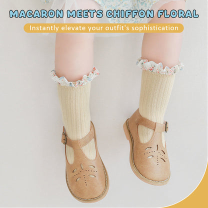 🌸 Extra Weiche Mädchensocken | Macaron-Farben & Chiffon-Rüschen ✨ | Aus Baumwolle