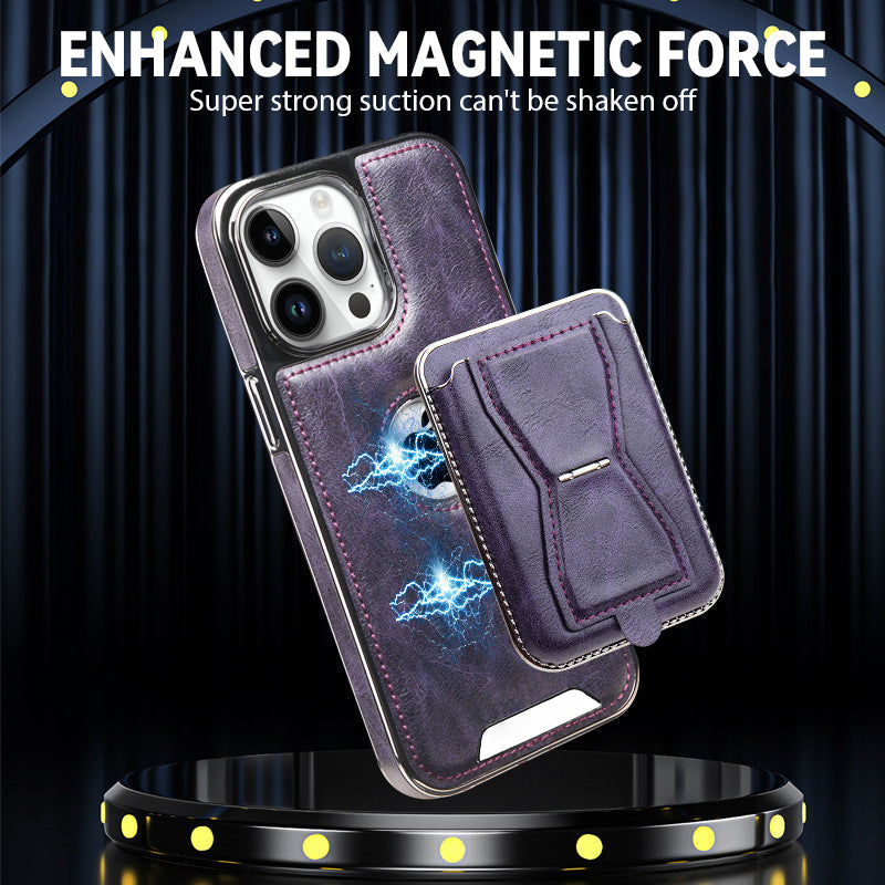 Telefonschutzhülle aus Leder mit Magnethalterung und multifunktionalem Kartenhalter