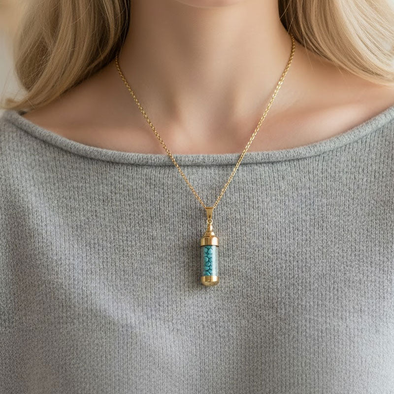 Glücksstein Wunschflasche Kette | 12 Edelsteine für Liebe & Erfolg 💖