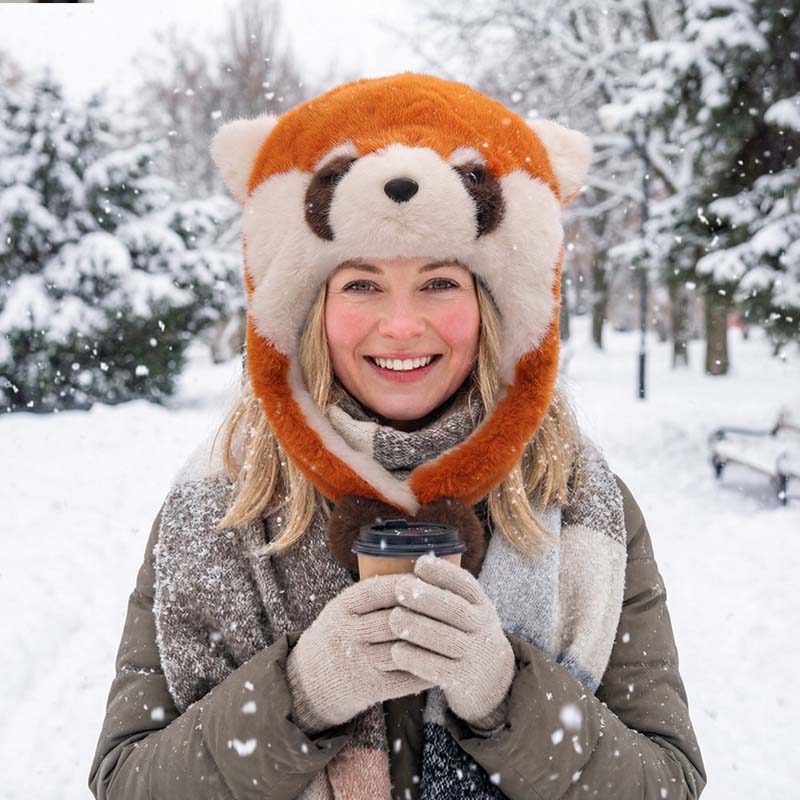 🐼❄️ Bewegliche Roter Panda Mütze – Warm & Niedlich