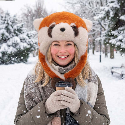 🐼❄️ Bewegliche Roter Panda Mütze – Warm & Niedlich