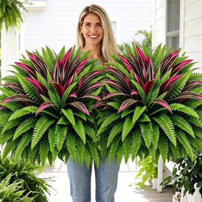 Immer Frisch, Nie Gießen: Premium Kunstfarn & Rote Dracaena 🌿