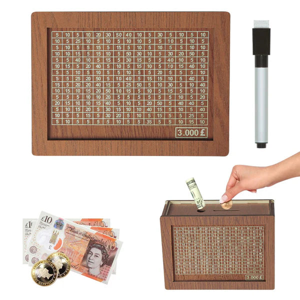 Edle Sparbox aus Holz mit Sparziel ✨ Motivations-Spardose für Groß & Klein 💰