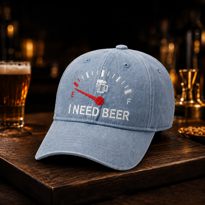 🍺 Bier-Anzeige voll auf "E"? – Stick-Cap "I NEED BEER" | Das ultimative Geschenk für Bierliebhaber