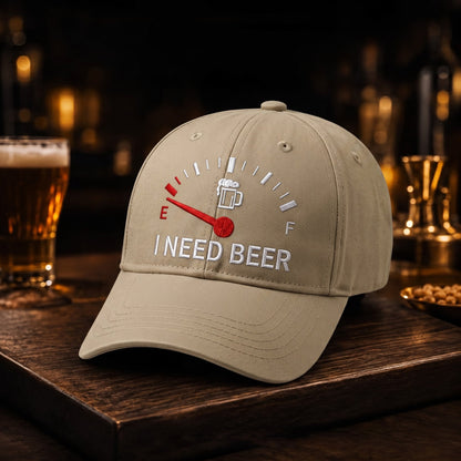 🍺 Bier-Anzeige voll auf "E"? – Stick-Cap "I NEED BEER" | Das ultimative Geschenk für Bierliebhaber