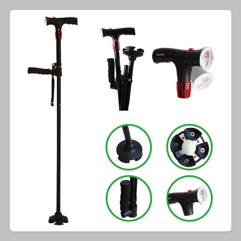 Gehstock für Senioren mit LED-Licht und Alarm