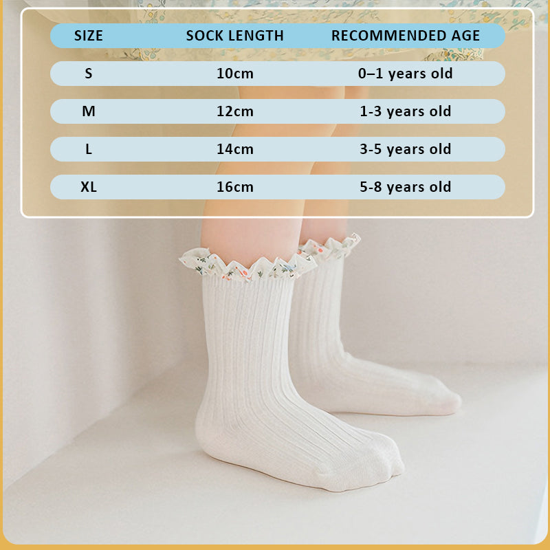 🌸 Extra Weiche Mädchensocken | Macaron-Farben & Chiffon-Rüschen ✨ | Aus Baumwolle