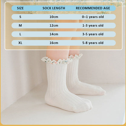 🌸 Extra Weiche Mädchensocken | Macaron-Farben & Chiffon-Rüschen ✨ | Aus Baumwolle