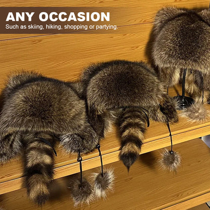 💥 50% Black Friday! Luxus Kunstfell Mütze (Waschbärschwanz) 🦌 | Winter & Outdoor ❄️