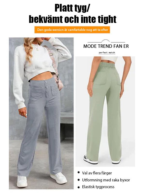 ⏳Hochelastische Multi-Pocket-Hose/Einfarbig lässige gerade Multi-Pocket-Hose mit hoher Elastizität