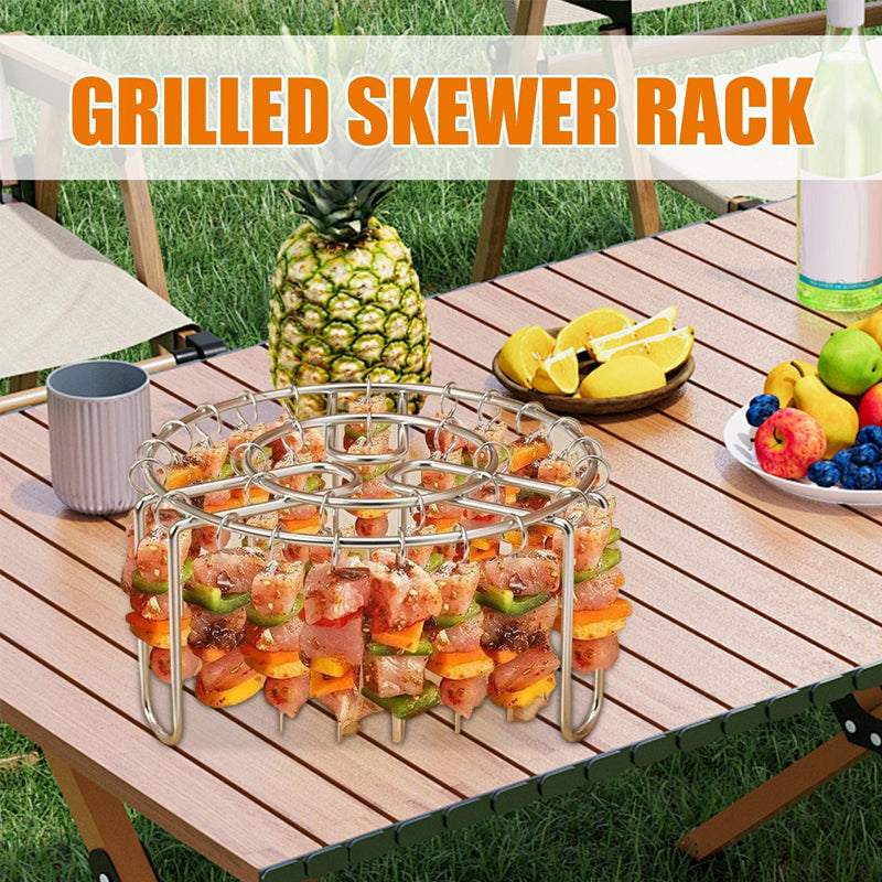 360° Airfryer Spießständer aus Edelstahl – Knusprige Grillspieße ohne Wenden!