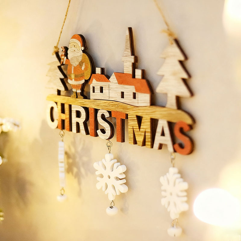 Weihnachtlicher Türschmuck aus Holz - Naturholz