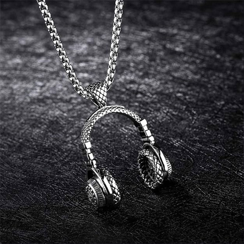 Herren Headset-Halskette: Hip-Hop Streetwear Musik-Anhänger aus Edelstahl 😎🎵