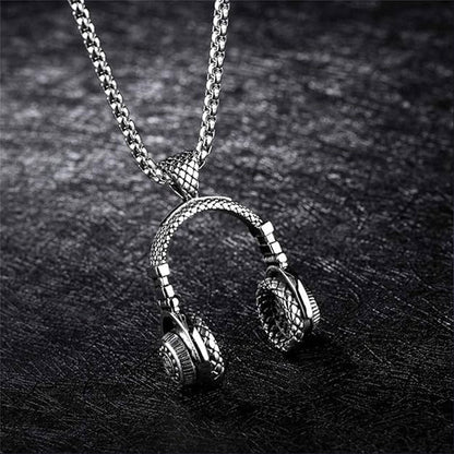 Herren Headset-Halskette: Hip-Hop Streetwear Musik-Anhänger aus Edelstahl 😎🎵