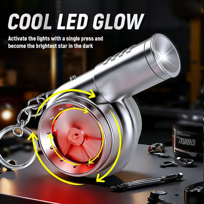 Turbo-Schlüsselanhänger mit Sound & LED – Spinnende Turbine für Autofans 🏎️💨