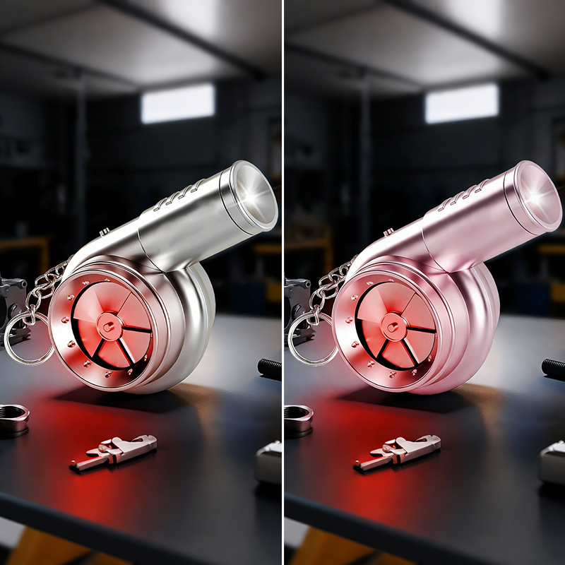 Turbo-Schlüsselanhänger mit Sound & LED – Spinnende Turbine für Autofans 🏎️💨