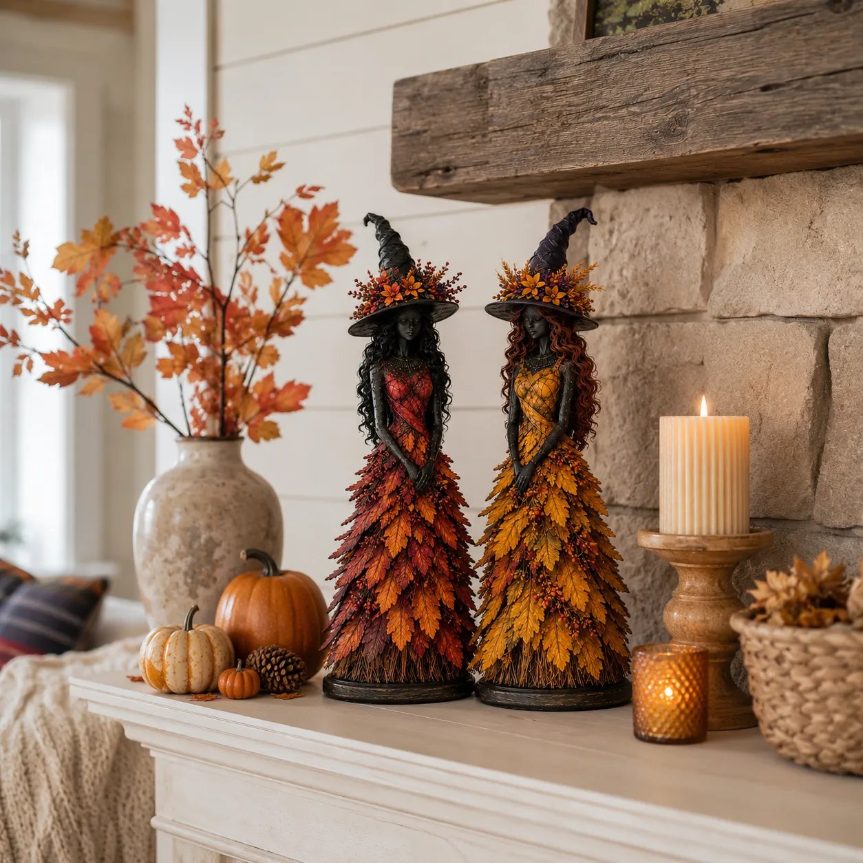 🍂 Stilvolle Herbsthexe für Veranda & Eingangsbereich – Handgefertigter Blickfang mit warmer Wohlfühlatmosphäre