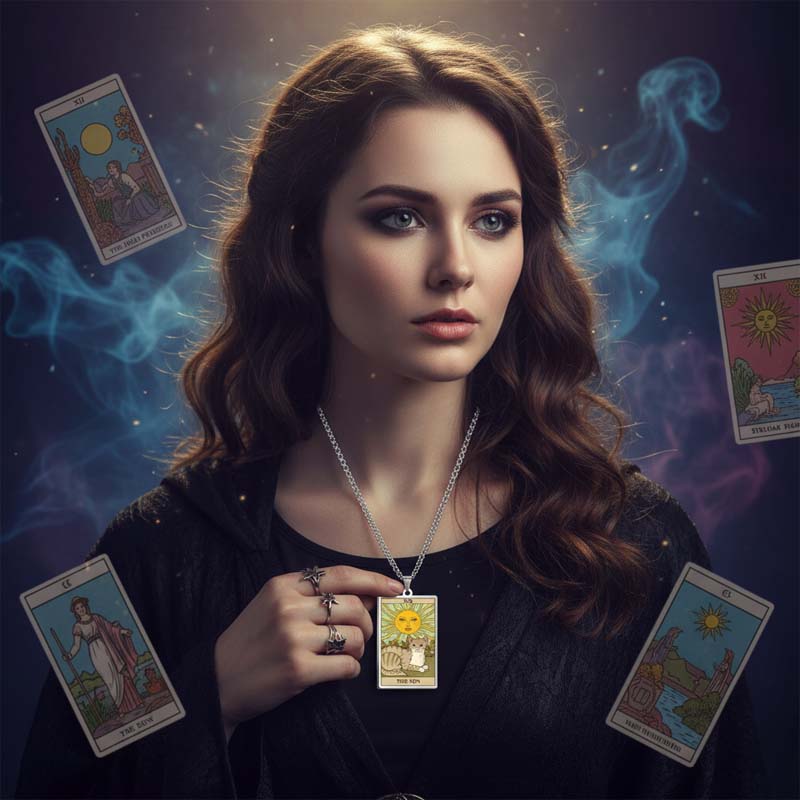 🌙 Tarot Katzenkette 🔮 | Astrologie Anhänger Vintage Stil | Talisman Schmuck ✨