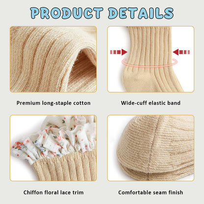 🌸 Extra Weiche Mädchensocken | Macaron-Farben & Chiffon-Rüschen ✨ | Aus Baumwolle