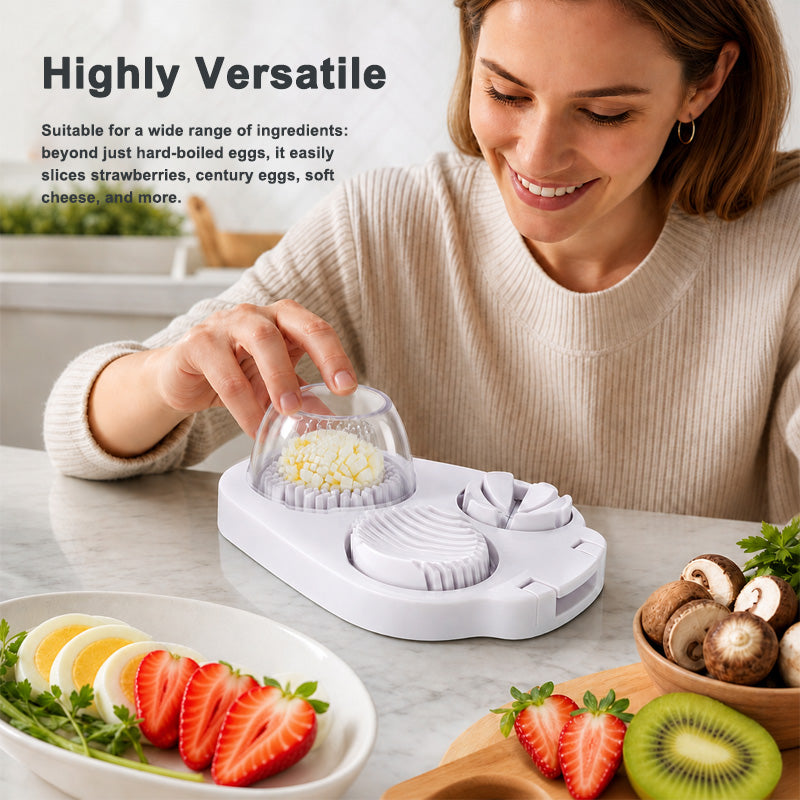 🍳 Schluss mit zerbröckelten Eiern! Der 3-in-1 Schneider für perfekte Scheiben & Würfel ✨