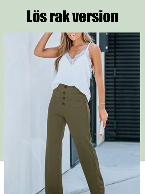⏳Hochelastische Multi-Pocket-Hose/Einfarbig lässige gerade Multi-Pocket-Hose mit hoher Elastizität