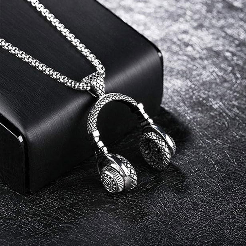 Herren Headset-Halskette: Hip-Hop Streetwear Musik-Anhänger aus Edelstahl 😎🎵