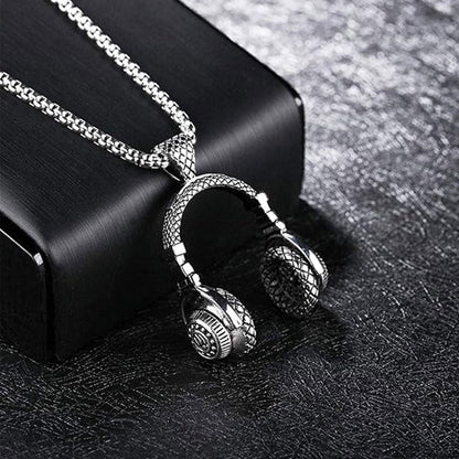 Herren Headset-Halskette: Hip-Hop Streetwear Musik-Anhänger aus Edelstahl 😎🎵