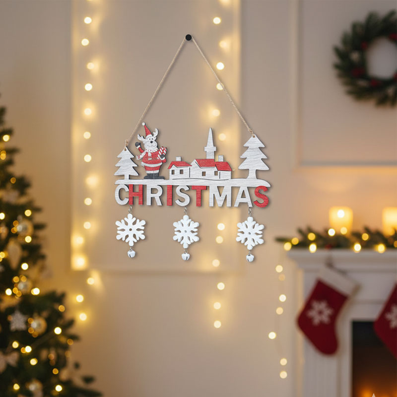 Weihnachtlicher Türschmuck aus Holz - Naturholz