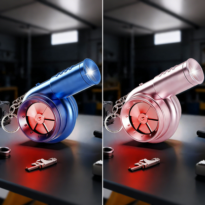 Turbo-Schlüsselanhänger mit Sound & LED – Spinnende Turbine für Autofans 🏎️💨