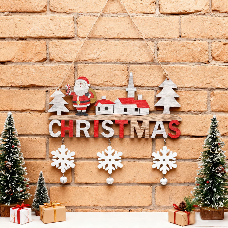 Weihnachtlicher Türschmuck aus Holz - Naturholz