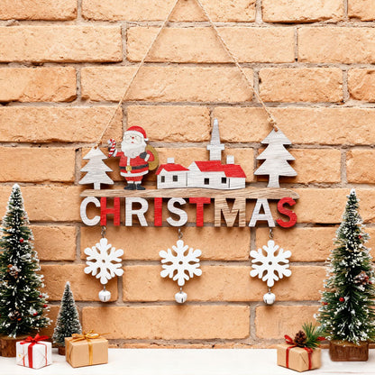 Weihnachtlicher Türschmuck aus Holz - Naturholz