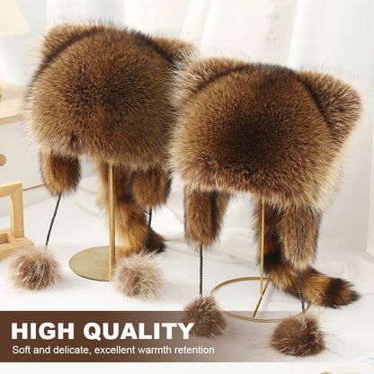 💥 50% Black Friday! Luxus Kunstfell Mütze (Waschbärschwanz) 🦌 | Winter & Outdoor ❄️