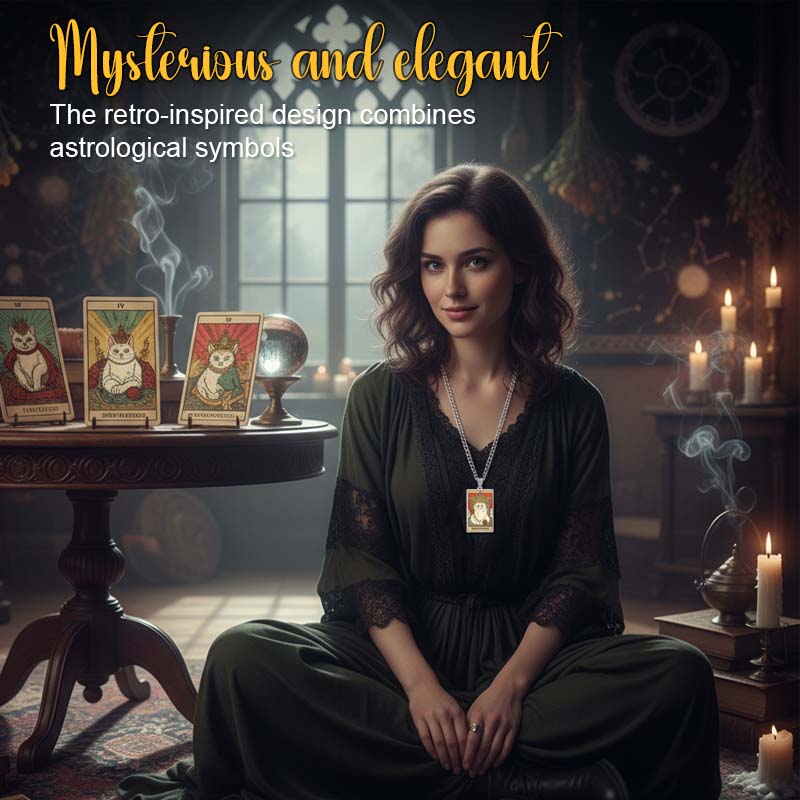 🌙 Tarot Katzenkette 🔮 | Astrologie Anhänger Vintage Stil | Talisman Schmuck ✨