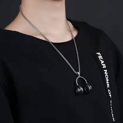 Herren Headset-Halskette: Hip-Hop Streetwear Musik-Anhänger aus Edelstahl 😎🎵