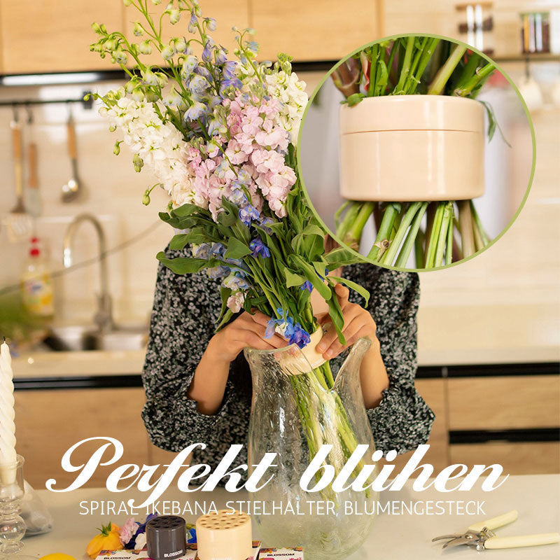 Spiral Blumenhalter für Vase 🌸 Ikebana Steckhilfe – Stabiler Stielhalter gegen Kippen & Hängen – Florale Arrangements leicht gemacht
