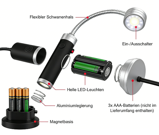 ⚡ Profi Magnet-Grillleuchte mit Zoom-Fokus 🥩