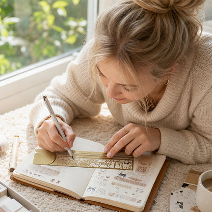 🐾 Bereichere Dein Lesen: Exquisites Katzen Lesezeichen mit Lineal 📖