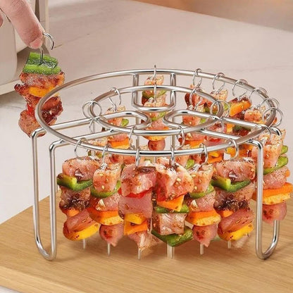 360° Airfryer Spießständer aus Edelstahl – Knusprige Grillspieße ohne Wenden!