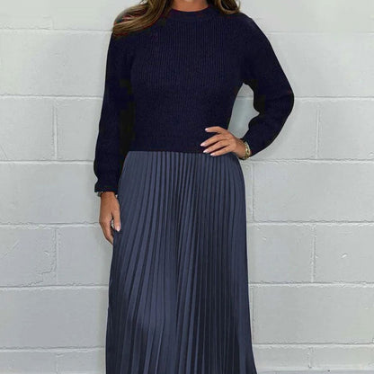Elegante und stilvolle Faltenkleider mit Rundhalsausschnitt für Damen