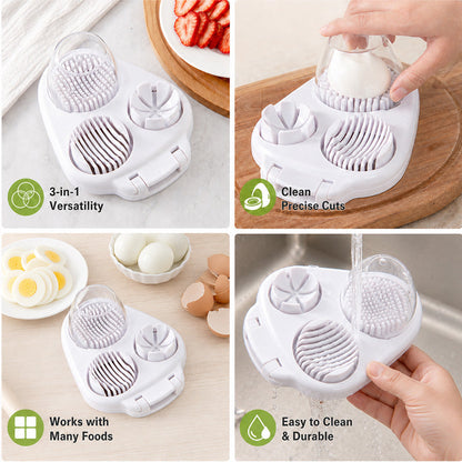 🍳 Schluss mit zerbröckelten Eiern! Der 3-in-1 Schneider für perfekte Scheiben & Würfel ✨