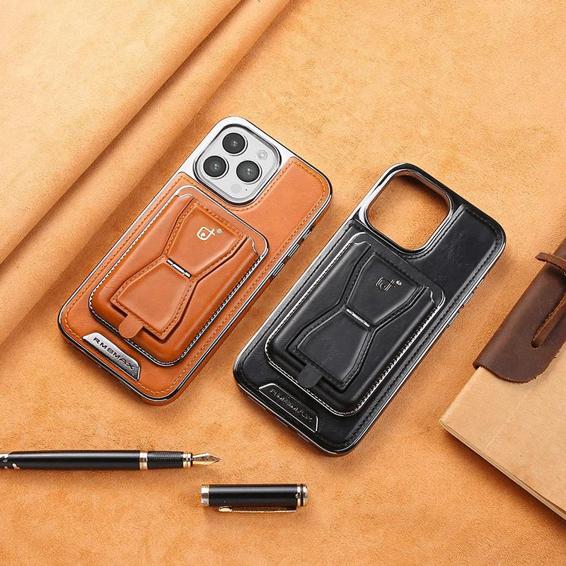 Telefonschutzhülle aus Leder mit Magnethalterung und multifunktionalem Kartenhalter