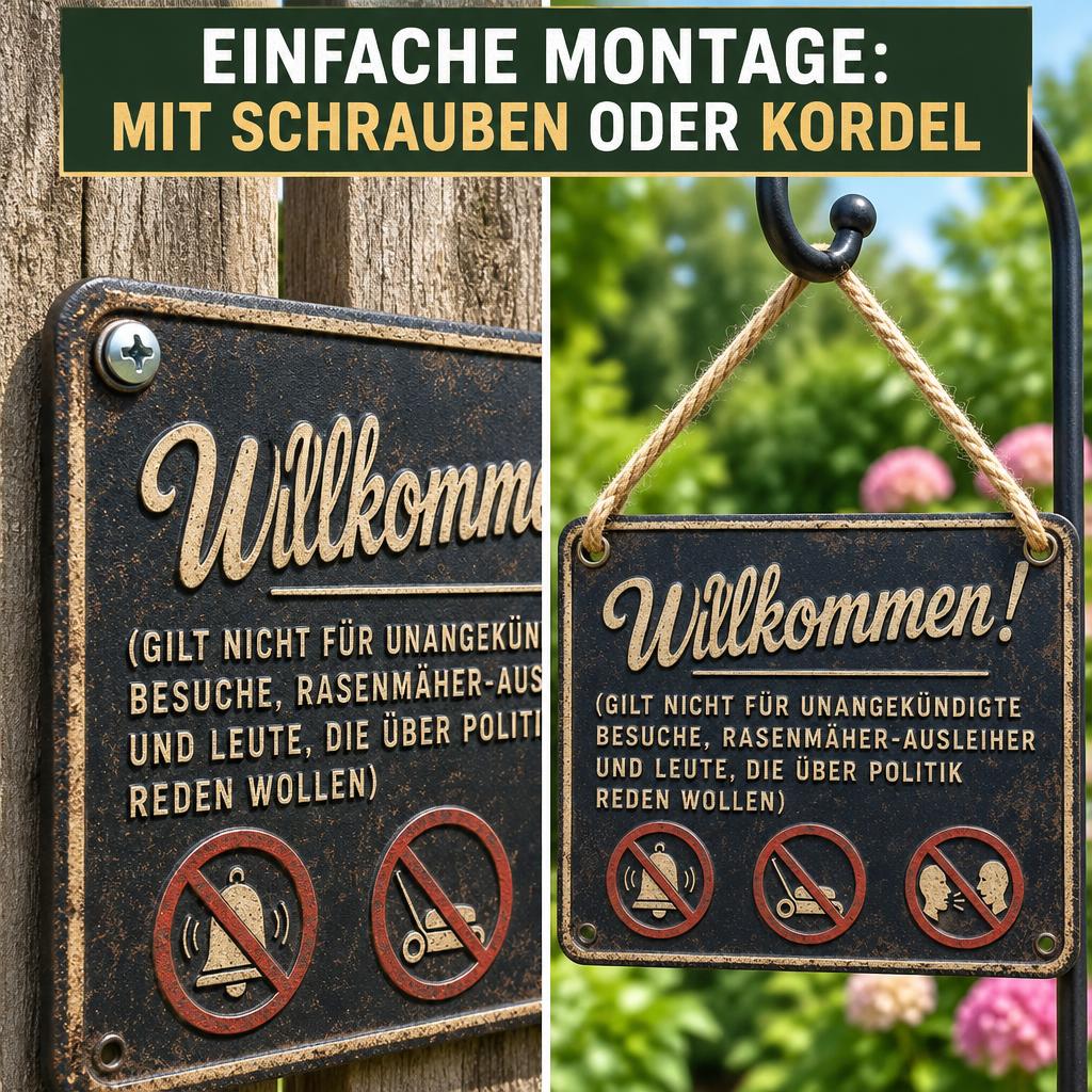 Endlich Ruhe an der Haustür: Das witzige Vintage-Metallschild für ungestörte Privatsphäre