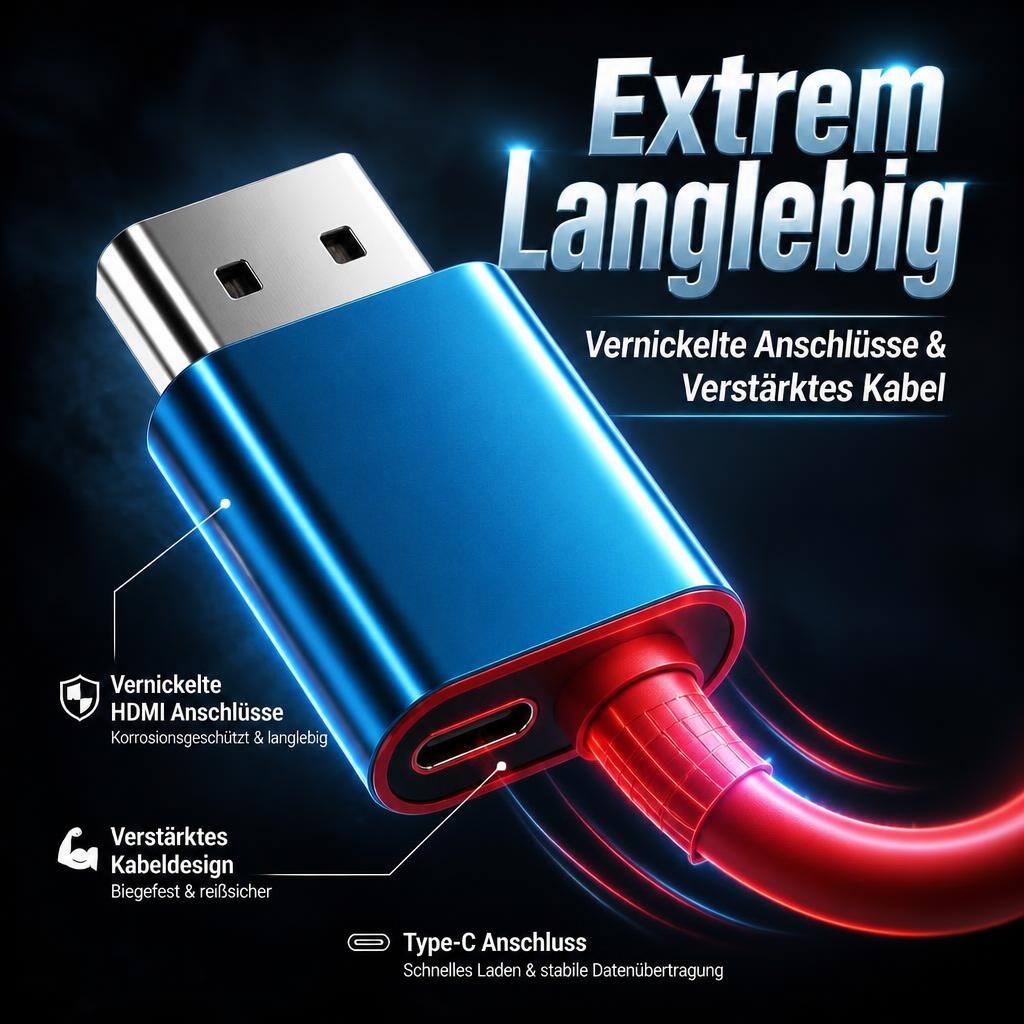 Nie wieder Kabelsalat & leerer Akku: Das einzige 3-in-1 Displaykabel, das du je brauchst
