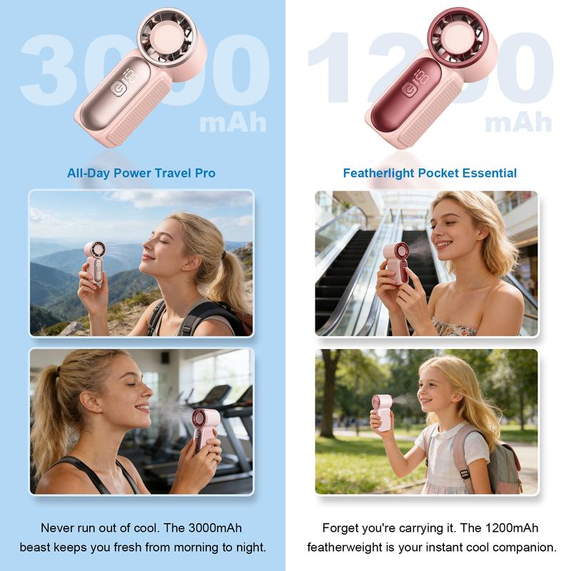 💨 Mini-Handventilator mit LED-Display | 6 Stufen, 10,7 Std. Frische | Federleicht & überall einsatzbereit