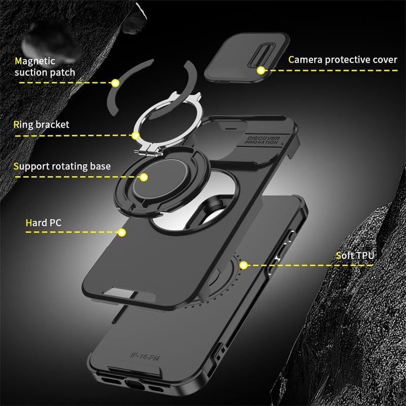 🍎🔄 iPhone Panzerhülle: Mit 360° Stativ-Ring & Schiebbarer Kamera-Abdeckung 📸