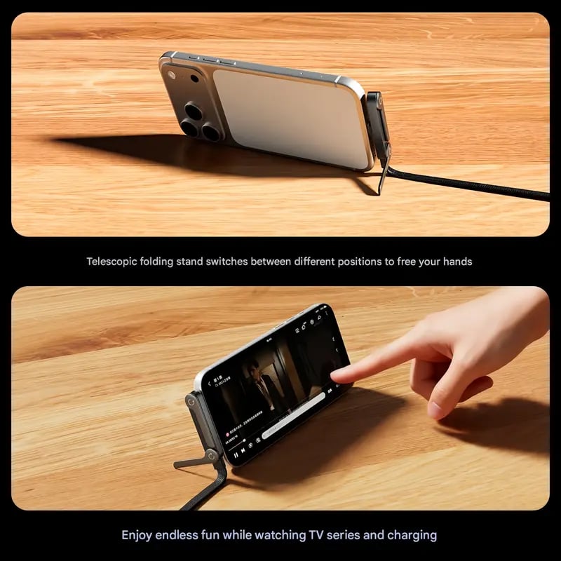 ⚡ 2-in-1 Unsichtbares Halter-Ladekabel | 240W Fast Charging Cord mit Integriertem Handy-Ständer