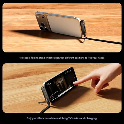 ⚡ 2-in-1 Unsichtbares Halter-Ladekabel | 240W Fast Charging Cord mit Integriertem Handy-Ständer